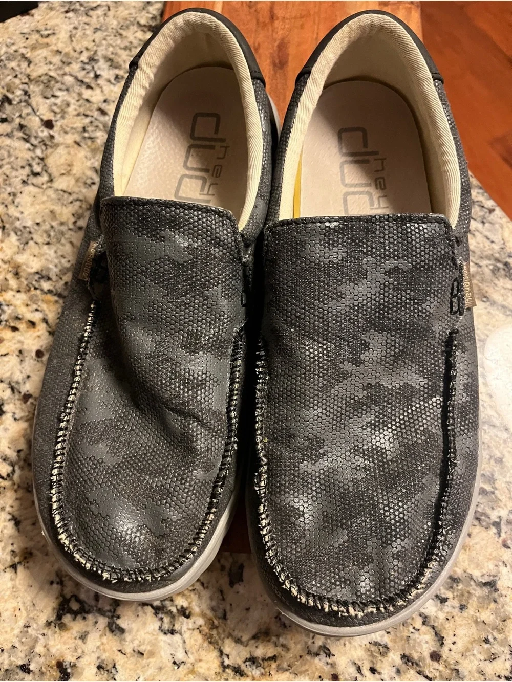 Hey Dude Dark Gray Camo Men’s Slip-On Casual Shoes Size 10